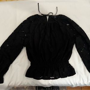Ladies black lace top with lined bodice, Size S